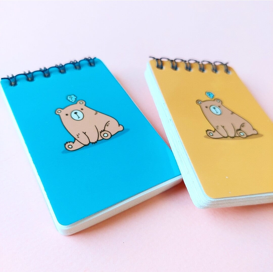 Confused Bear Blue Mini Notepad
