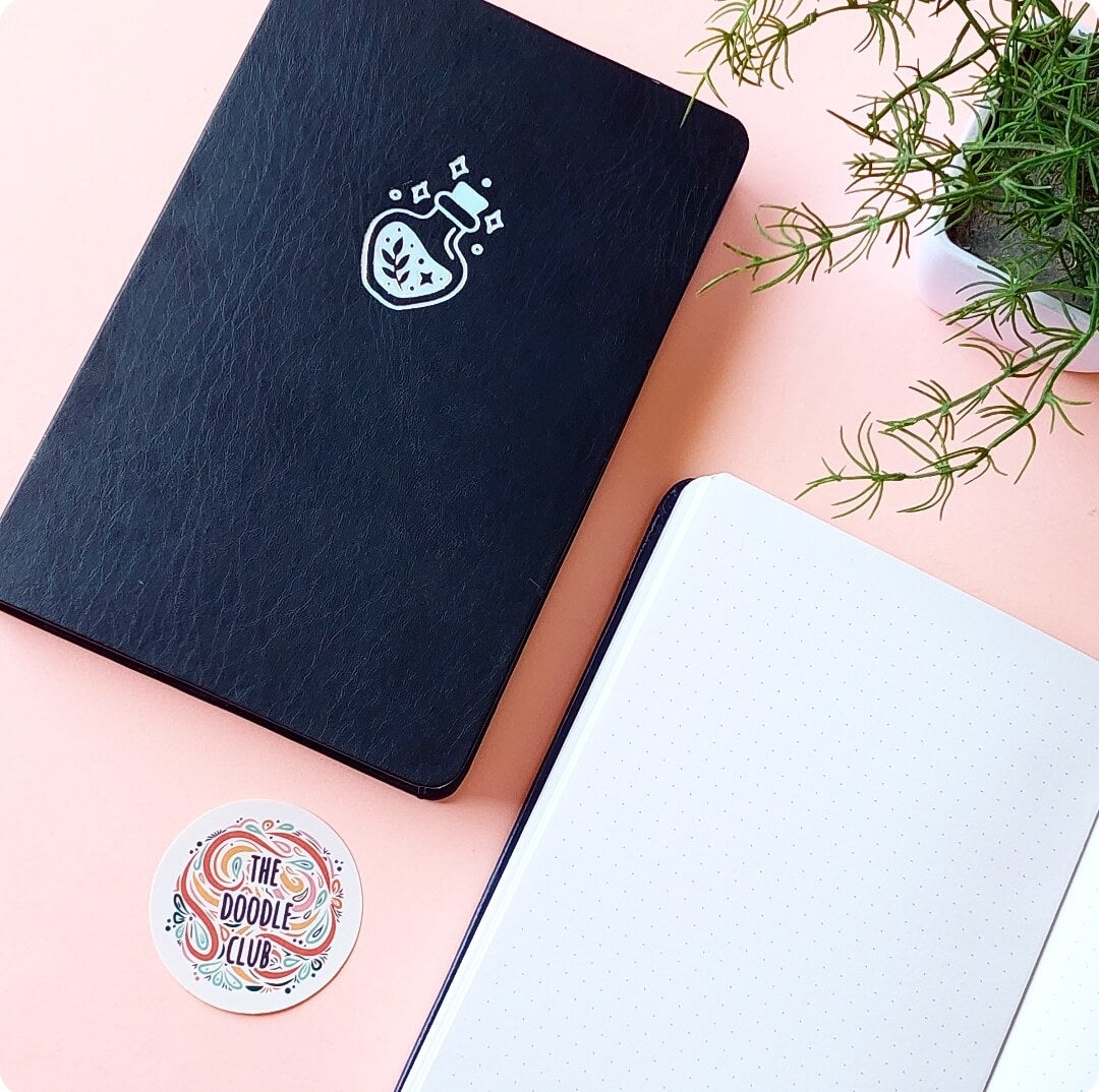 Potion Sparkle Black or Navy Leather Journal