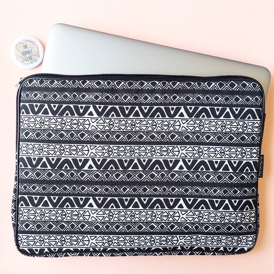 Black and White Doodle Laptop Sleeve