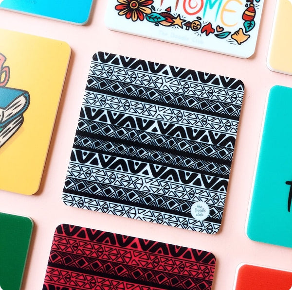 Black and white Doodle Acrylic Coaster