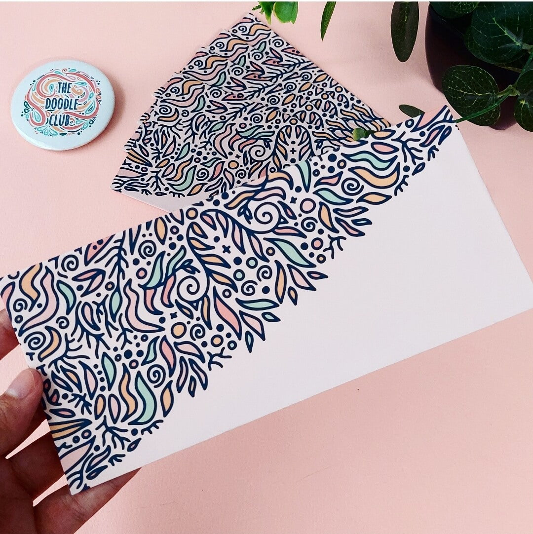 Boho Leaves Multipurpose Pink Envelopes