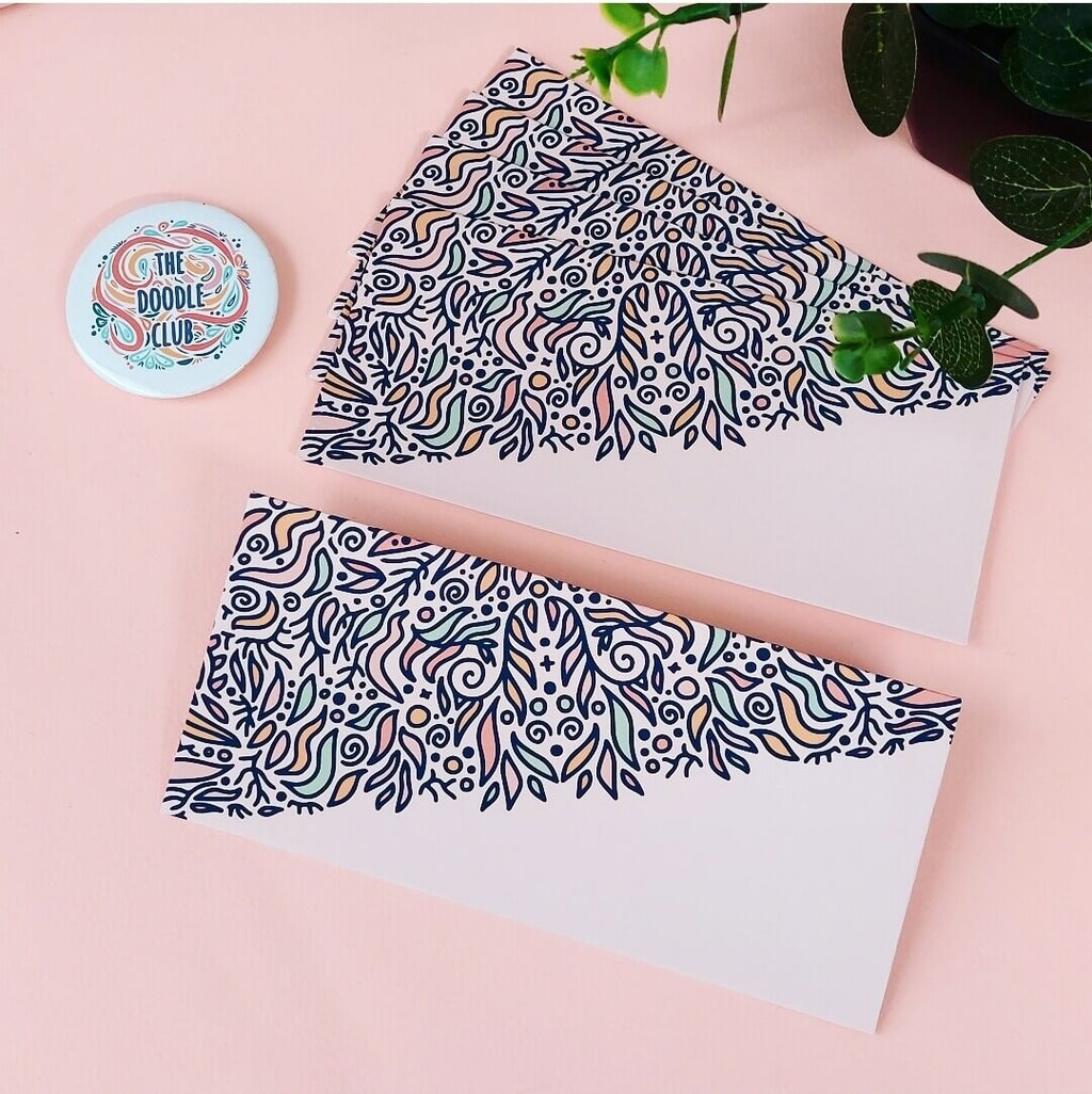 Boho Leaves Multipurpose Pink Envelopes