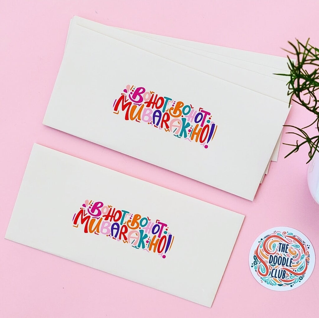 Bohot Bohot Mubarak Ho - Off White Rainbow Envelopes