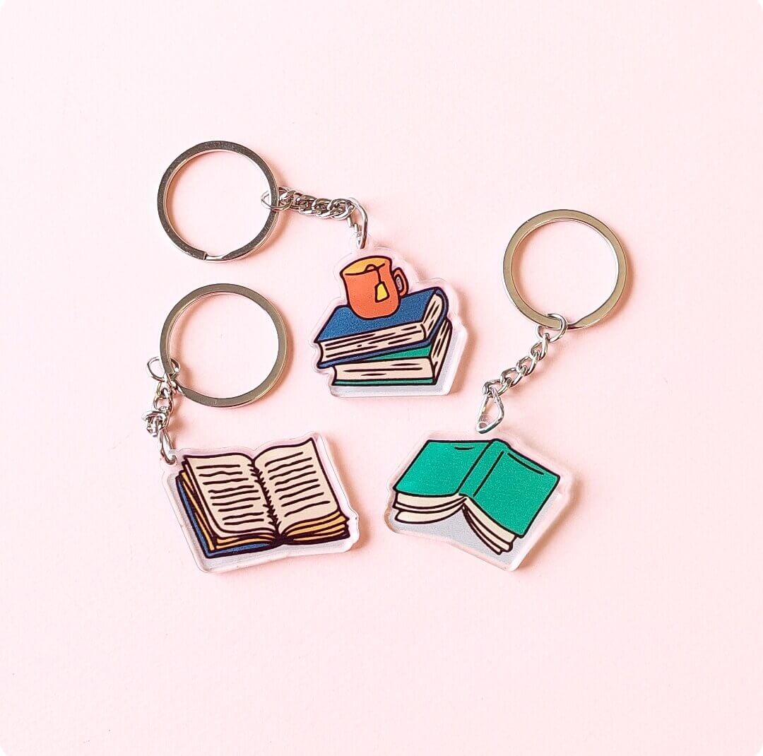 Set of 2 Book Lover Acrylic Keychain