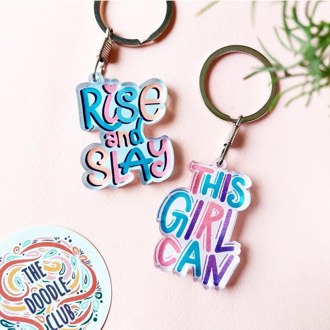 Set of 2 Girl Power Acrylic Keychain