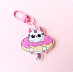 Cat Donut Acrylic Pink Hooks Keychain