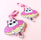 Cat Donut Acrylic Pink Hooks Keychain