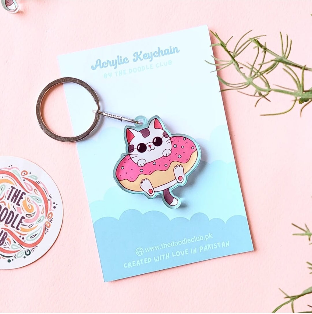 Cat Donut Acrylic Keychain