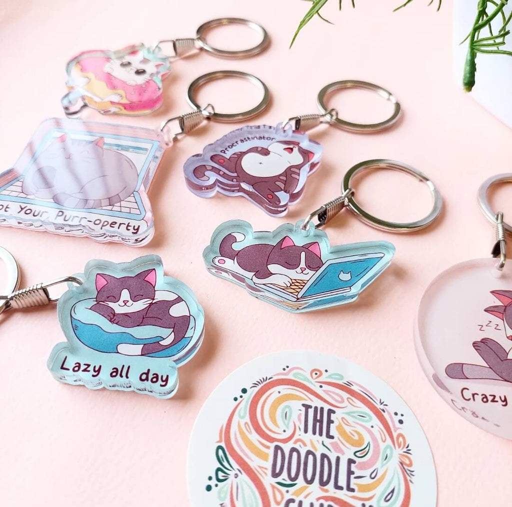 Set of 2 Cats Acrylic Keychain