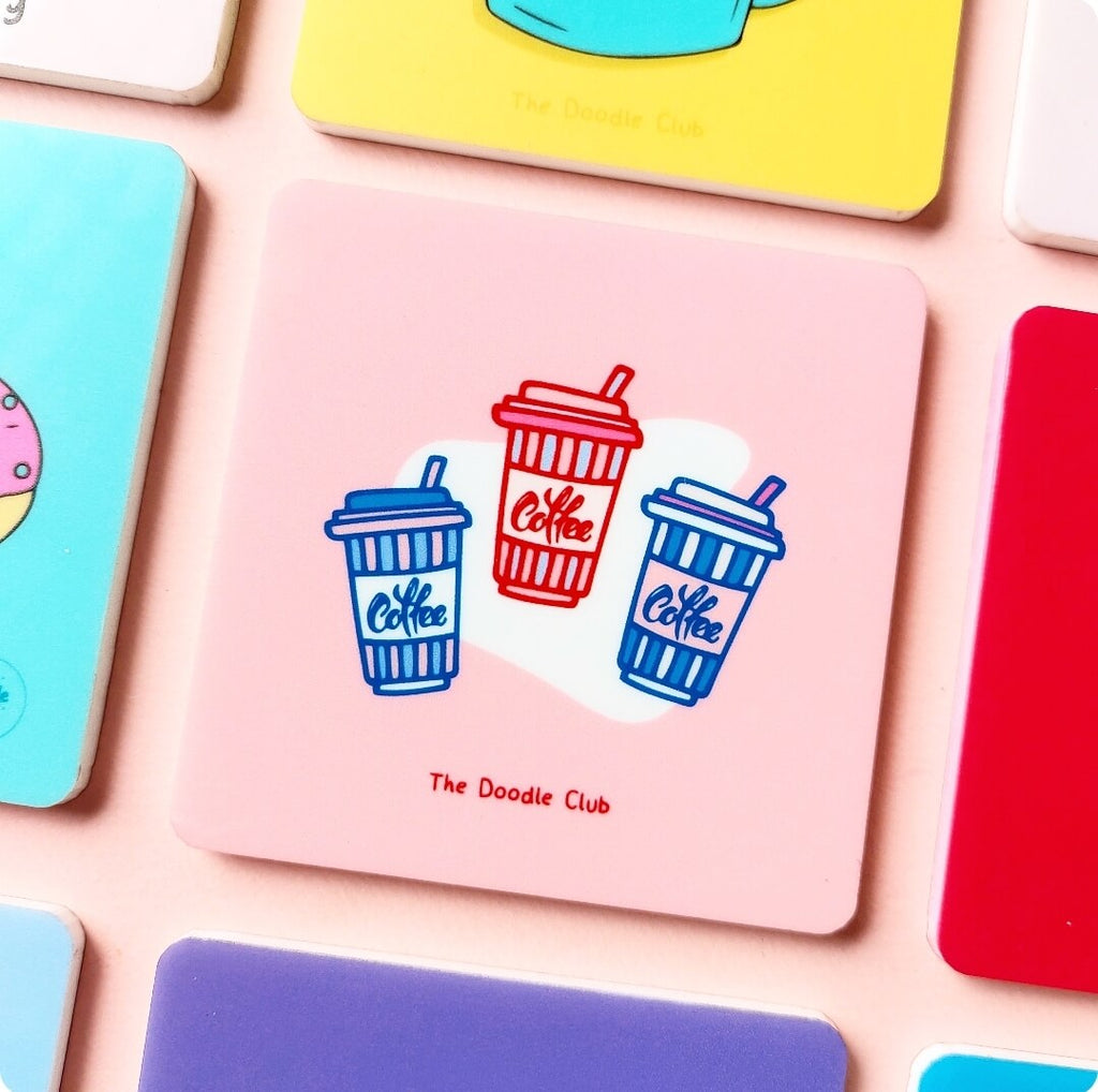 Coffee Tumblers Acrylic Coaster Peach