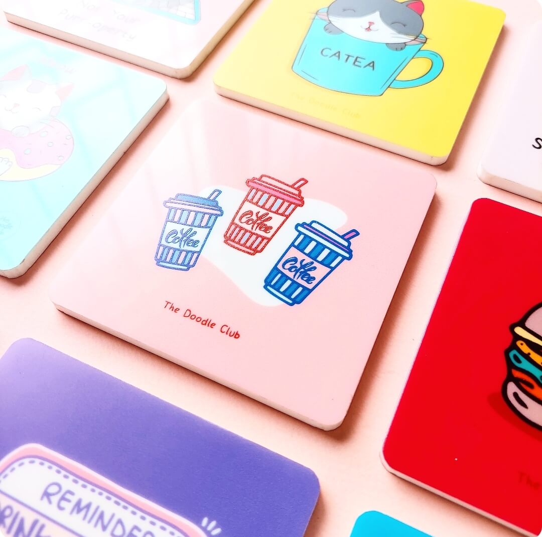 Coffee Tumblers Acrylic Coaster Peach