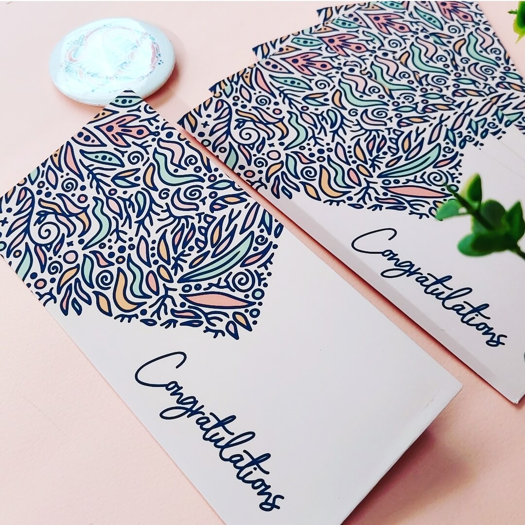 Boho Leaves Congratulations Pointed Envelopes