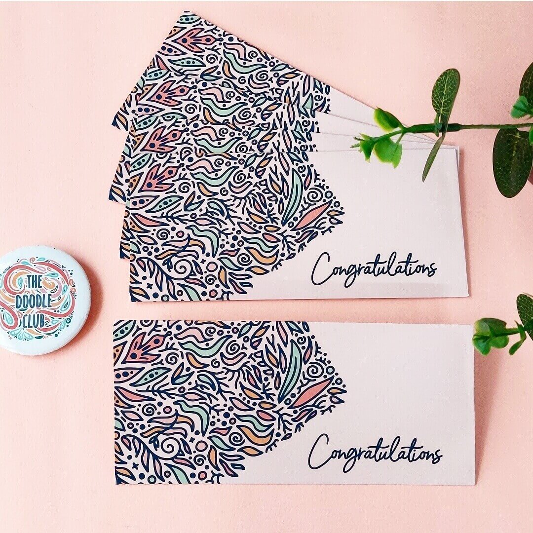 Boho Leaves Congratulations Pointed Envelopes