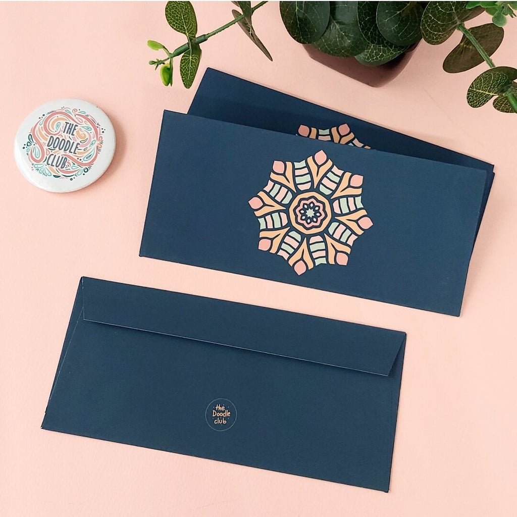 Deep Teal Mandala Envelopes - All purpose