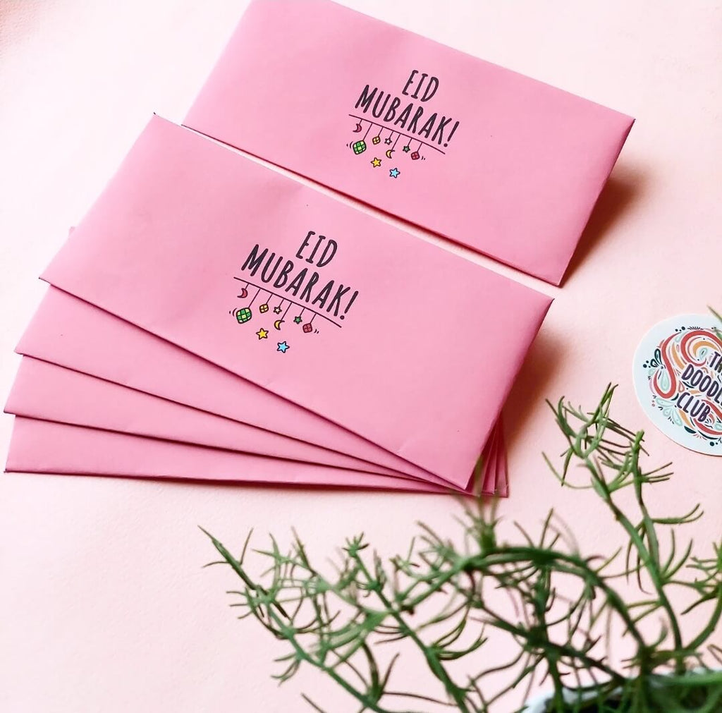Coral Pink Eid Mubarak Envelopes