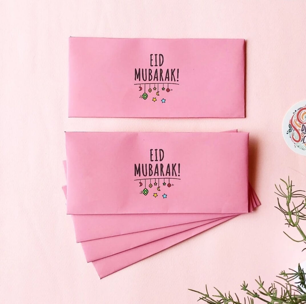 Coral Pink Eid Mubarak Envelopes