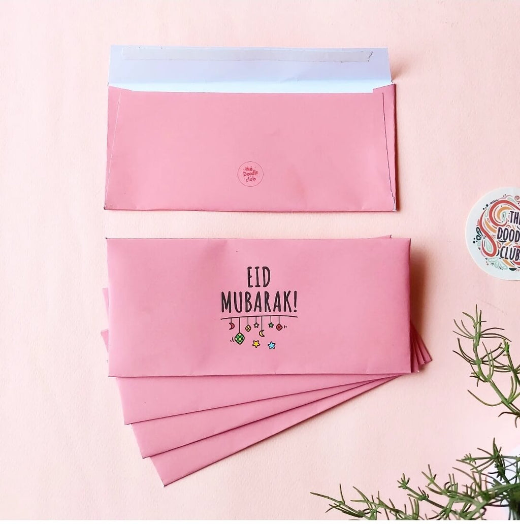 Coral Pink Eid Mubarak Envelopes