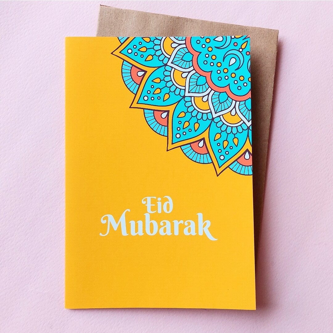 Eid Mubarak Yellow Mandala Card