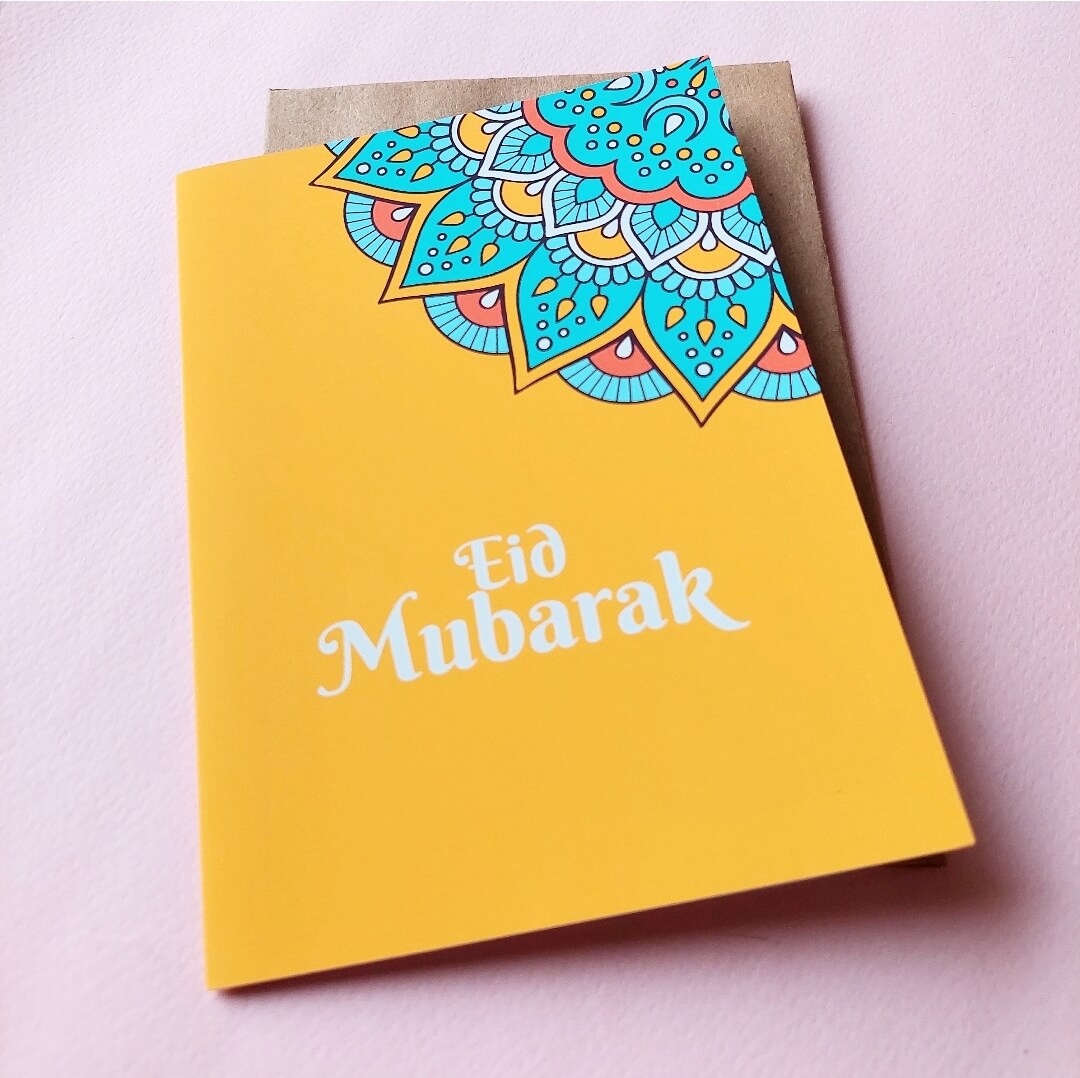 Eid Mubarak Yellow Mandala Card