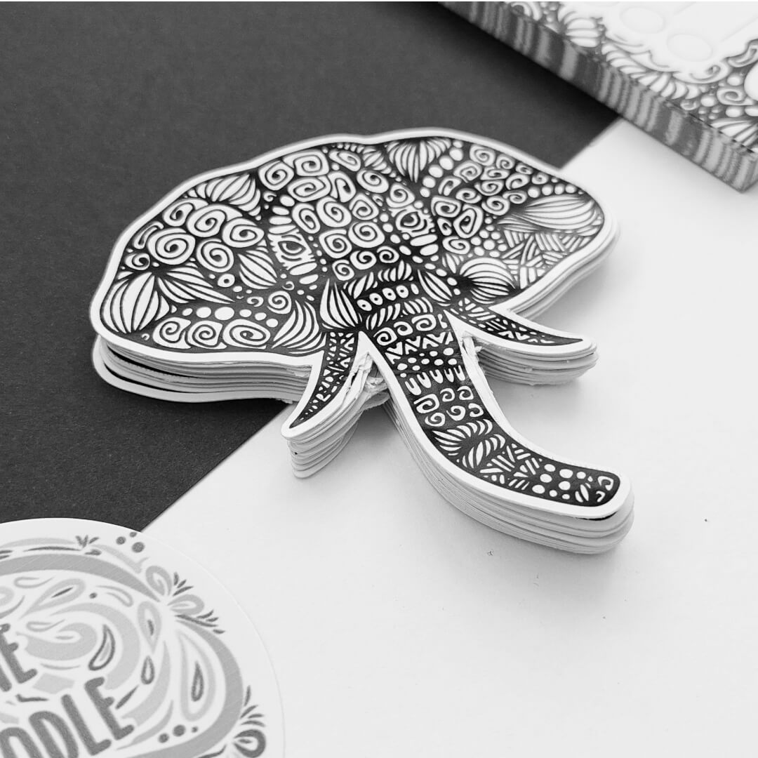 Elephant Doodle Glossy Sticker