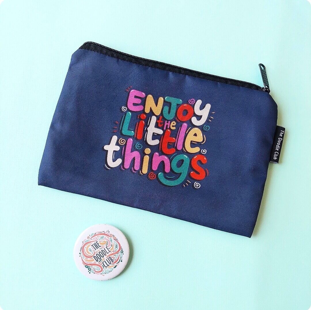 Enjoy the little things Blue Pouch