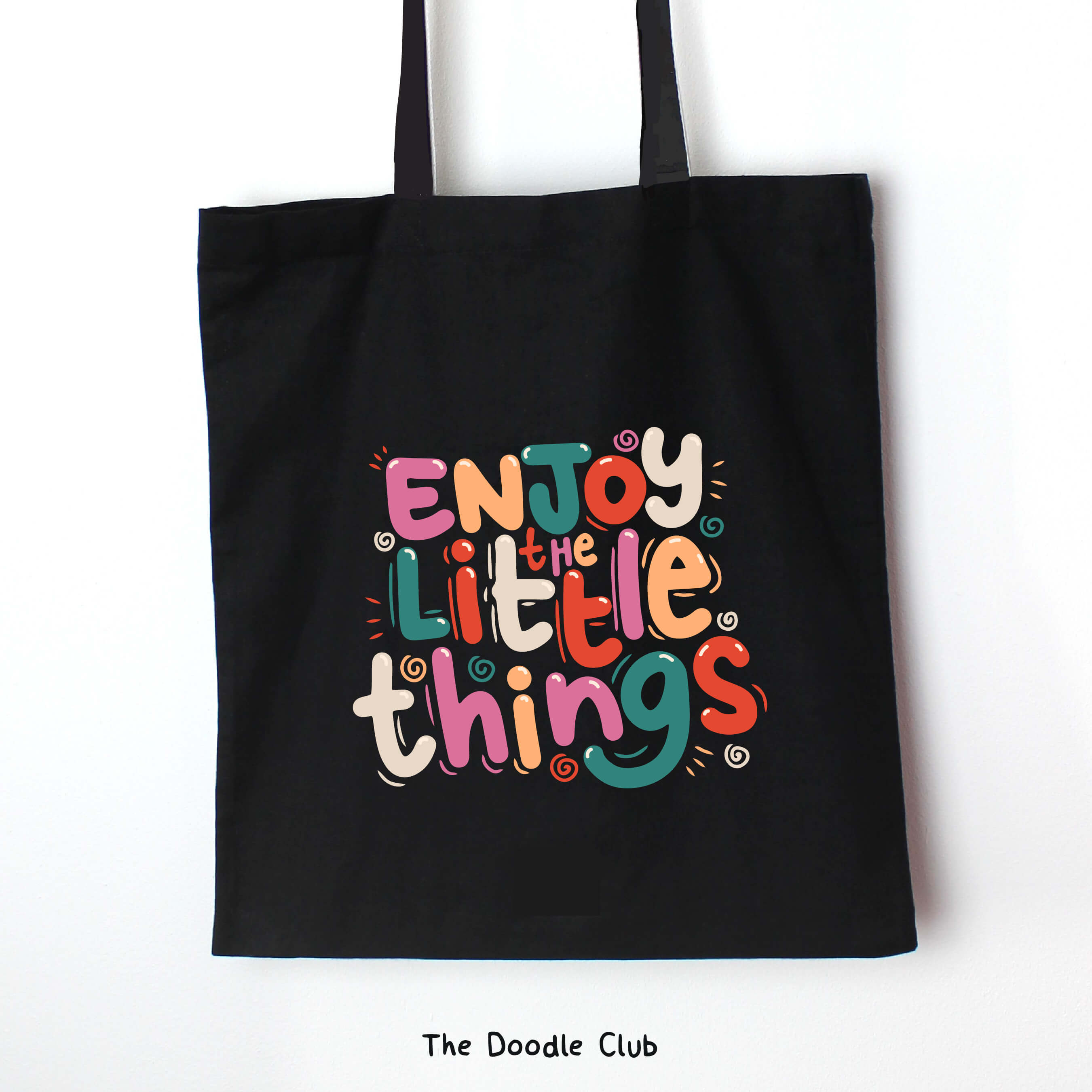 Enjoy The Little Things Black Totebag