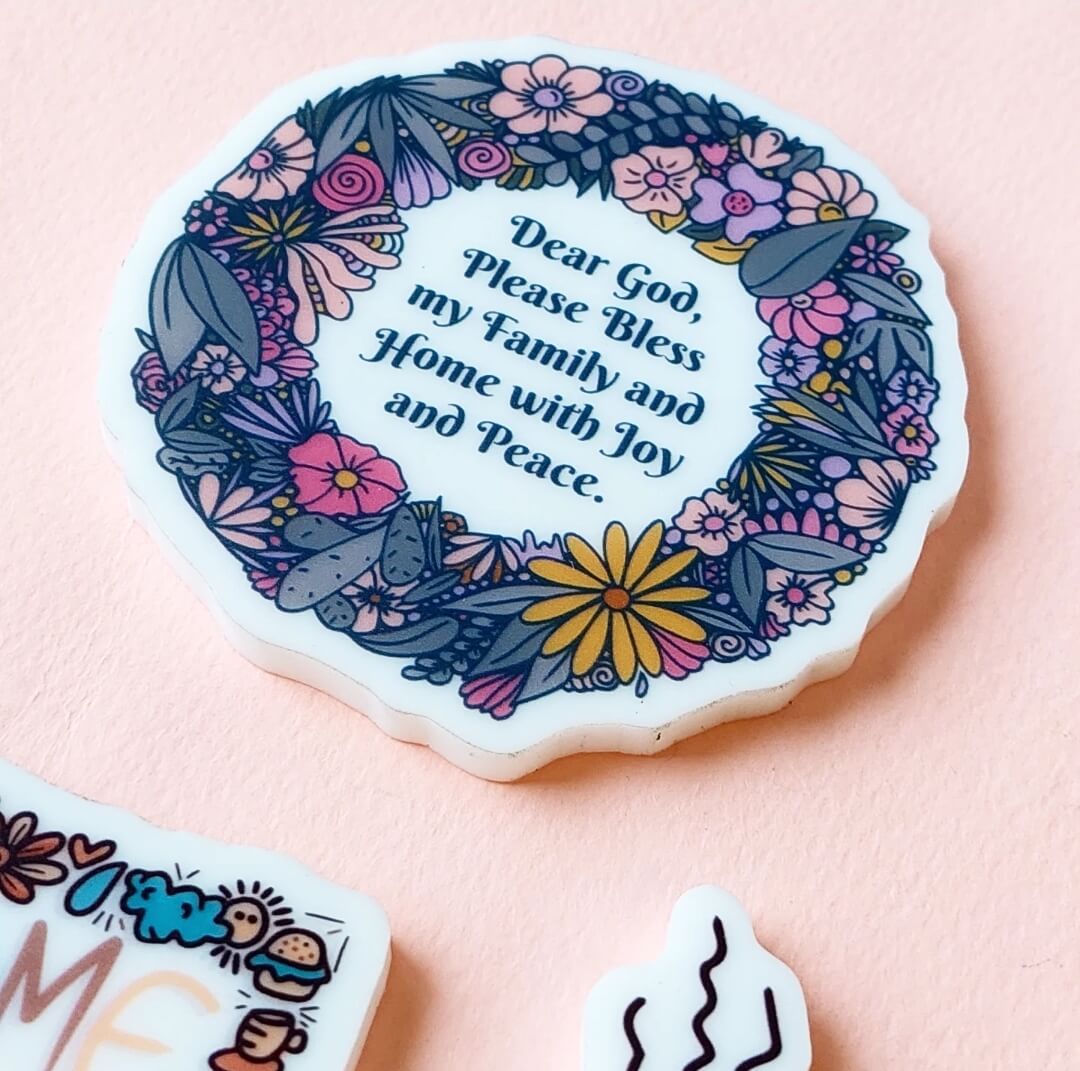 Blessed Home Floral Ring Acrylic Magnet