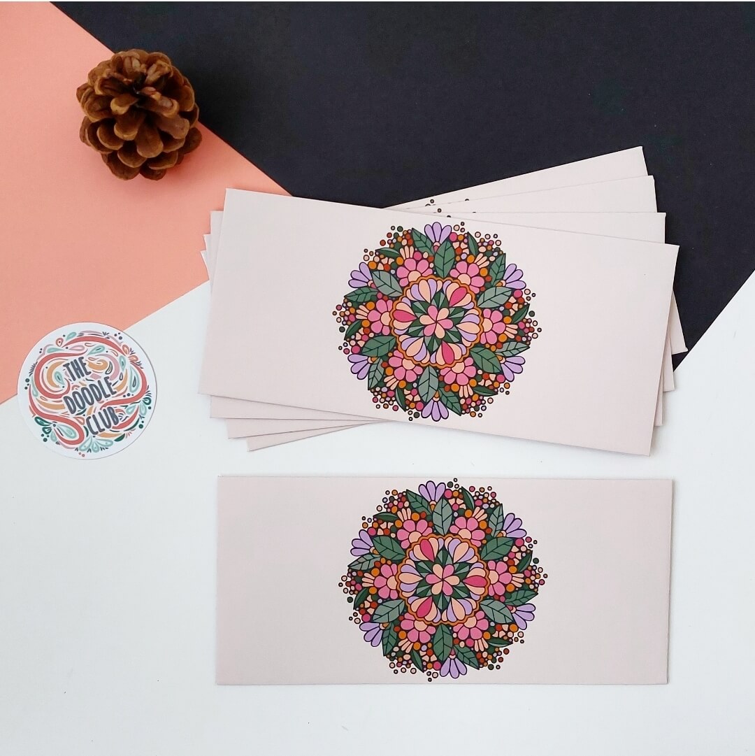 Floral Doodle Center Envelopes