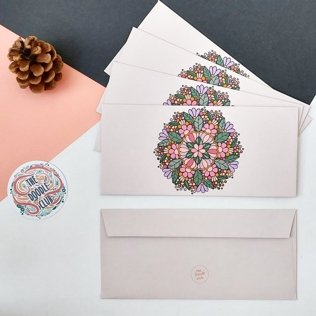 Floral Doodle Center Envelopes