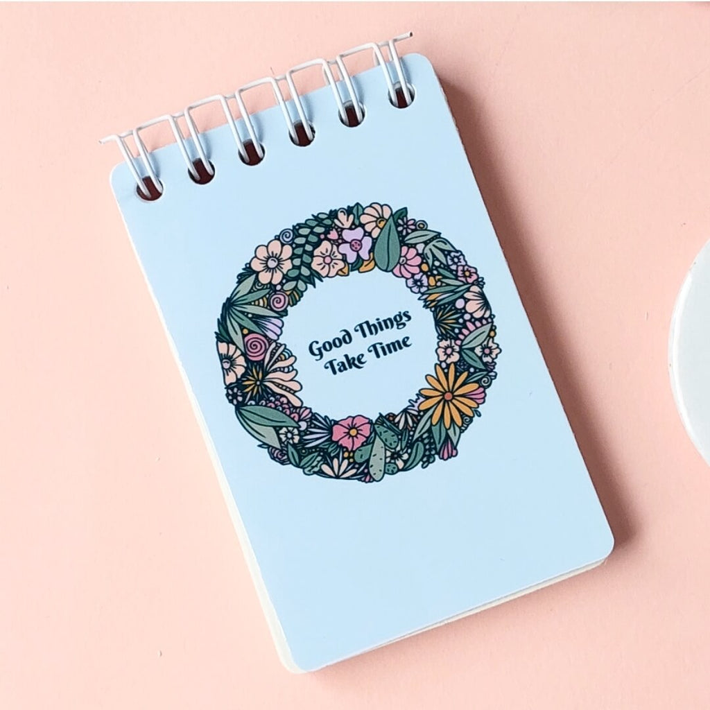 Good things take time Blue Mini Notepad