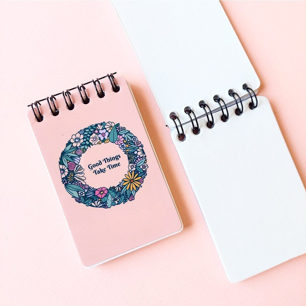 Good things take time Pink Mini Notepad