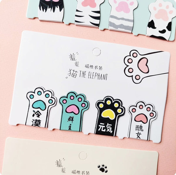 White Cat Magnetic Bookmarks