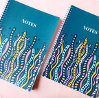 Greyish Blue Seaweed Squiggles A4 Spiral Notebook