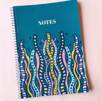 Greyish Blue Seaweed Squiggles A4 Spiral Notebook