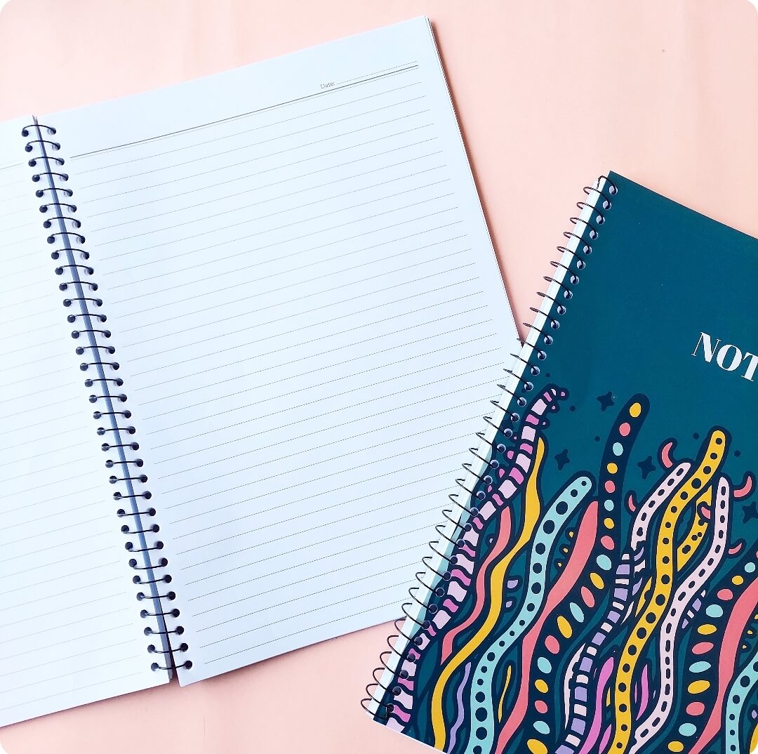 Greyish Blue Seaweed Squiggles A4 Spiral Notebook