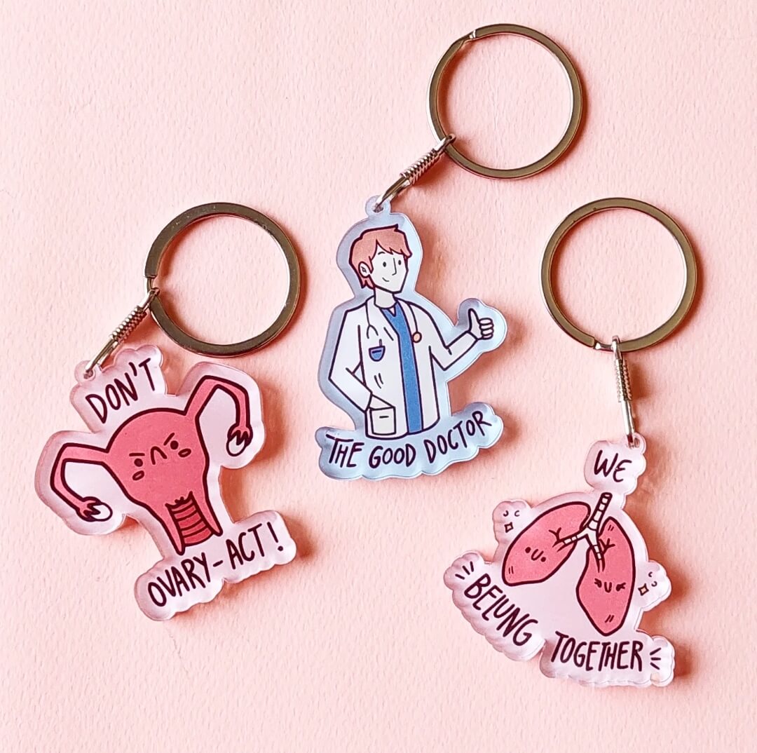 Internal Medical Keychains Set of 3 Medical Themed Acrylic Keychains – The Doodle Club