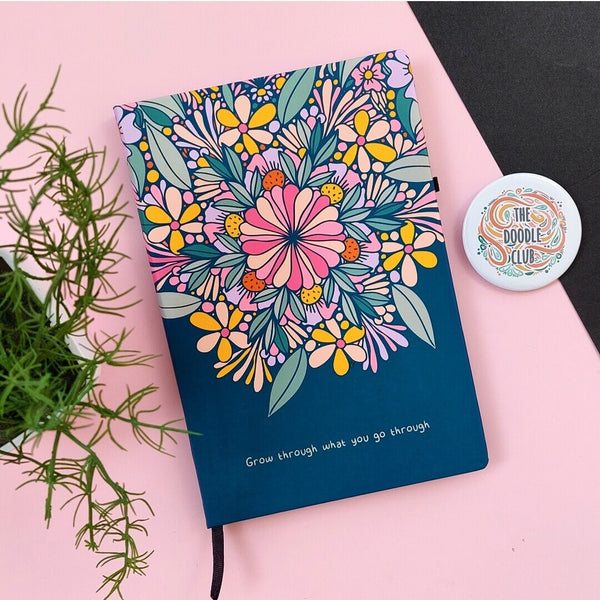 Teal Blue Grow Through Floral Journal