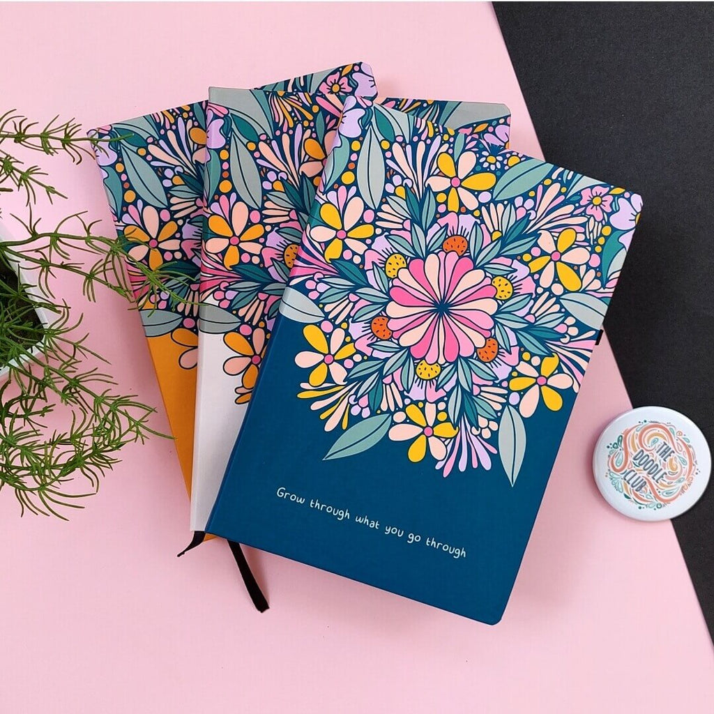 Teal Blue Grow Through Floral Journal