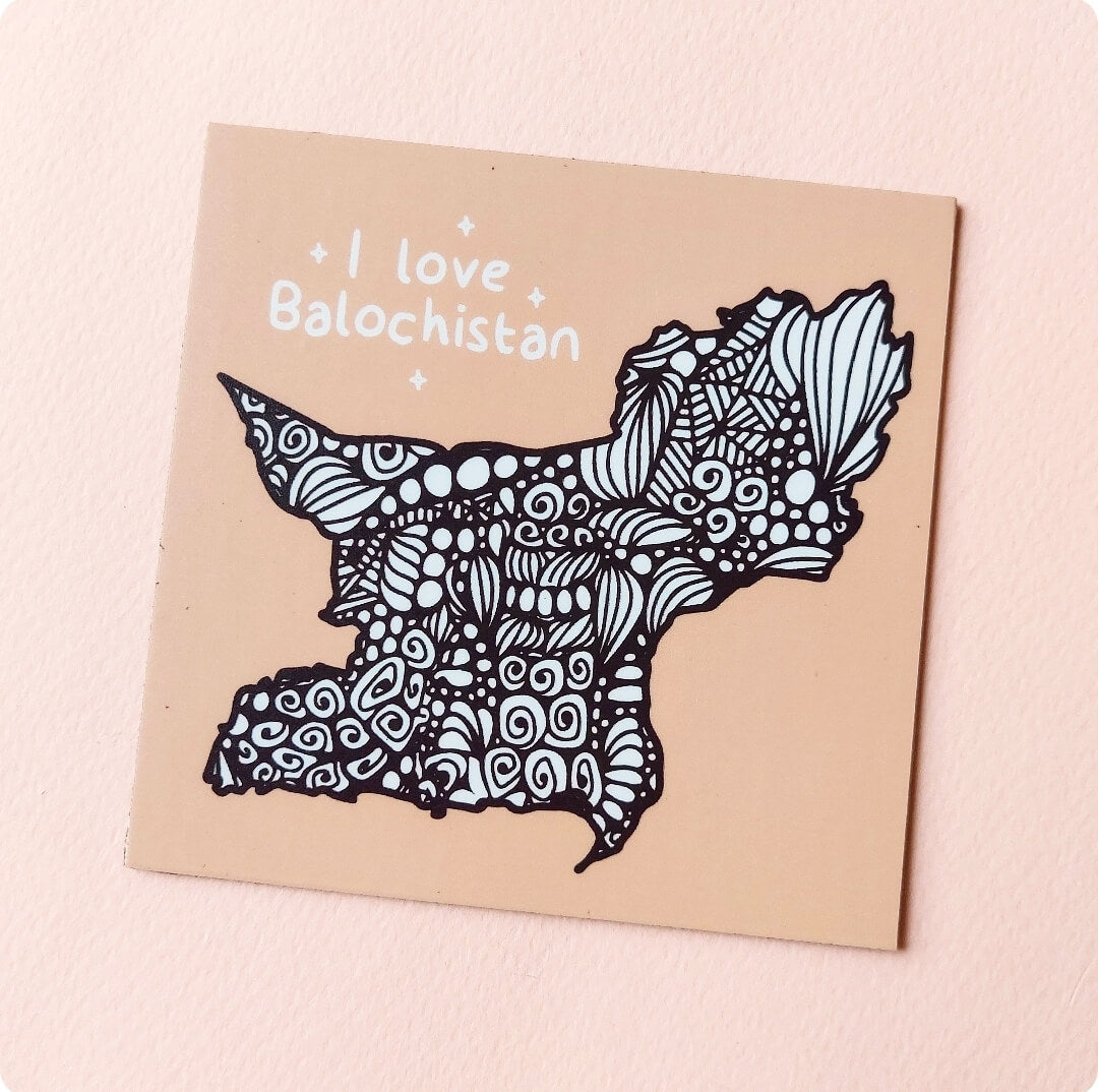 I love Balochistan' Doodle - Fridge Magnet