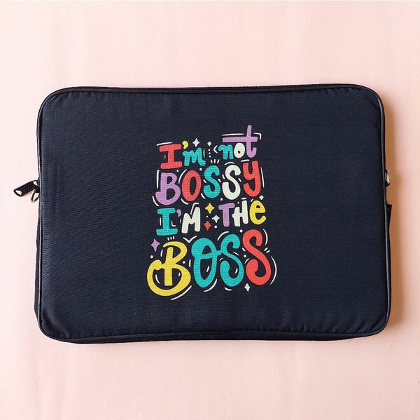 I'm not Bossy Rainbow Black Laptop Sleeve