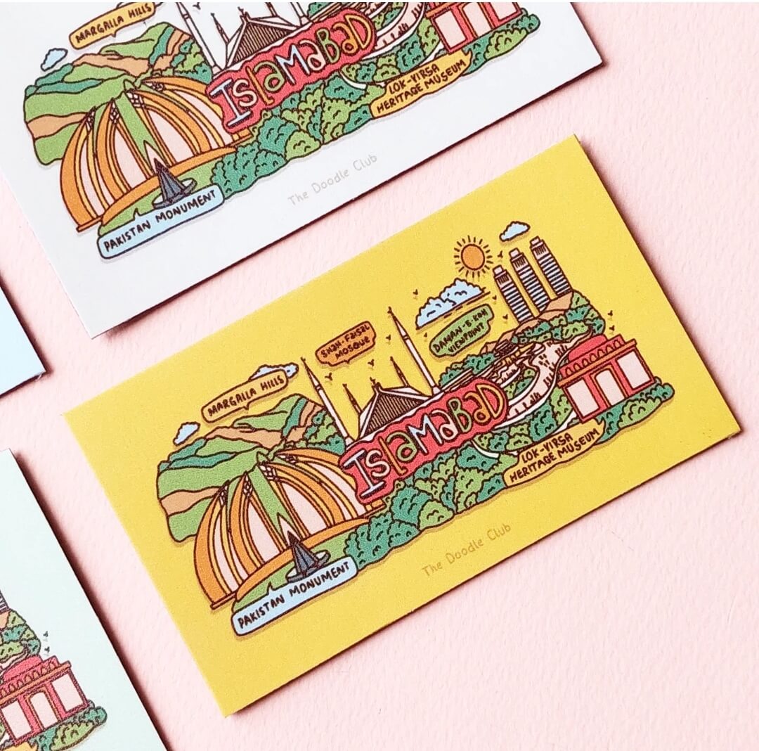 Islamabad Doodle Fridge Magnet Yellow