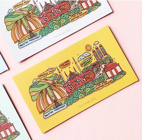 Islamabad Doodle Fridge Magnet Yellow