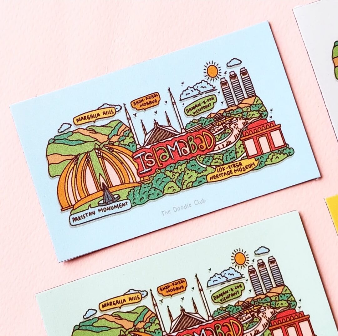 Islamabad Doodle Fridge Magnet Blue
