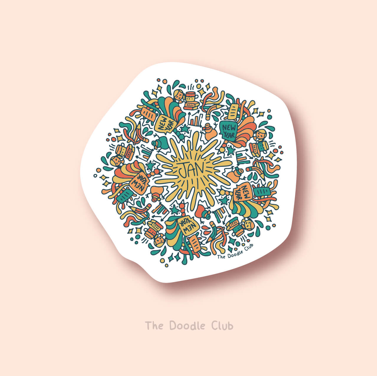 January Doodle Sticker