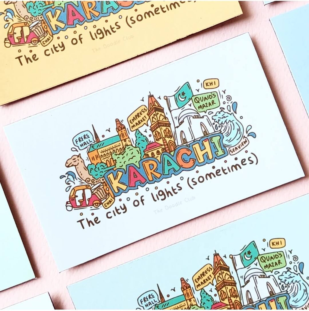 Karachi Off White Doodle Fridge Magnet (Sometimes)