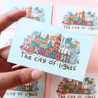 Karachi - The city of lights Mint Green Doodle Fridge Magnet