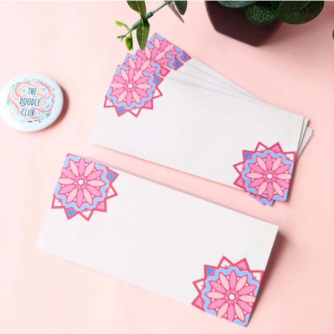 Kiyara Pink Off White Mandala Envelopes