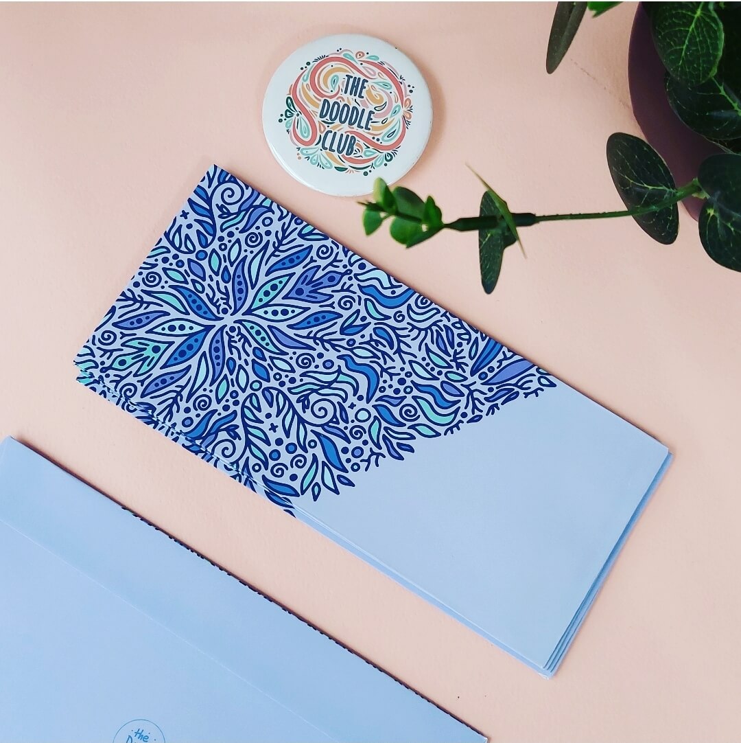 Lavender Leaves Doodle Envelopes