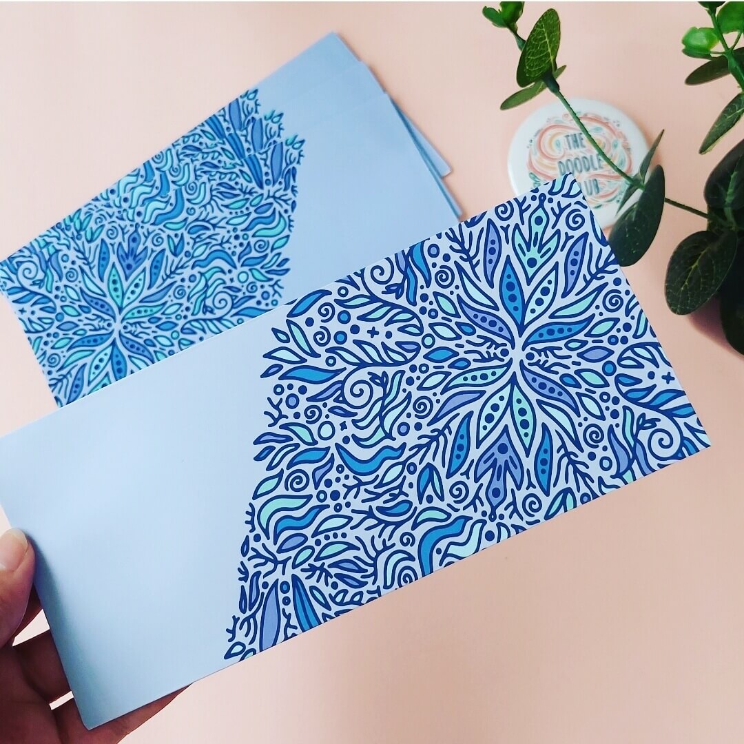 Lavender Leaves Doodle Envelopes