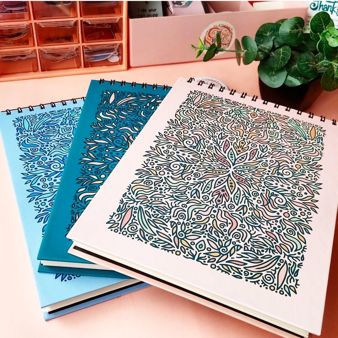 Leaves Doodle Teal Green Sketchbook